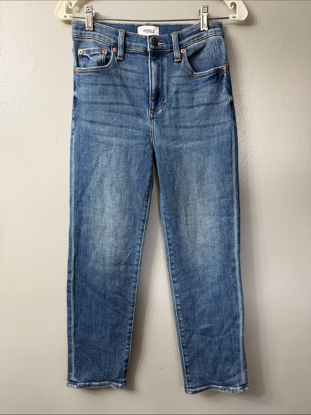 Pistola light blue straight leg jeans size 27 denim Evereve